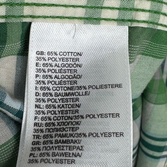 The North‎ Face Short Sleeve Delridge Button Shirt Men Large Green White Cotton - Picture 7 of 10